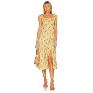 Paige Tamika Tiered Midi Sundress Butter Multi Floral Yellow Tie Straps XS / S